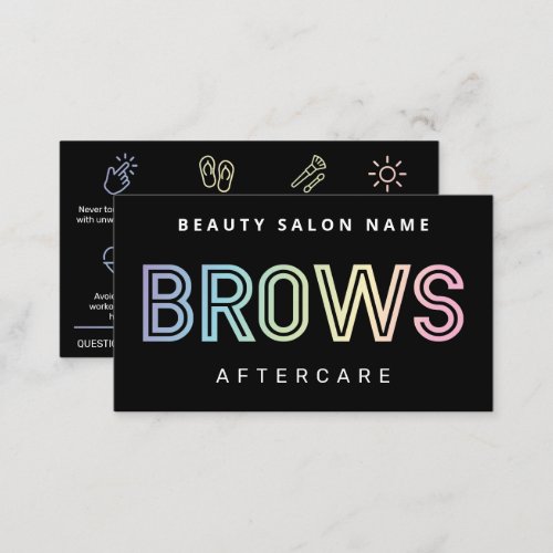 Holographic Brows Aftercare PMU Brow Instructions Business Card