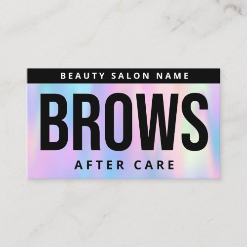 Holographic Brows Aftercare PMU Brow Instructions Business Card