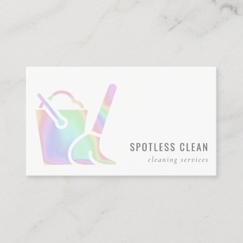 Holographic Bucket Broom Cleaner Cleaning Service Business Card