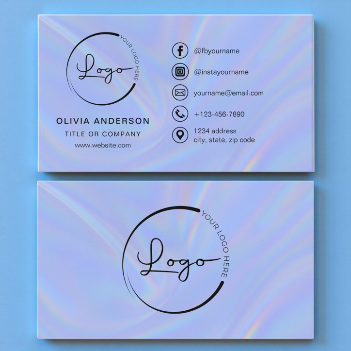 Holographic Business Logo Social Media Business Card