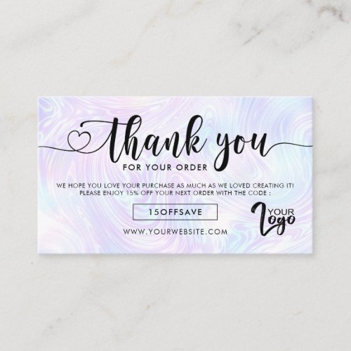 Holographic Business Logo Social Media Thank You  Business Card