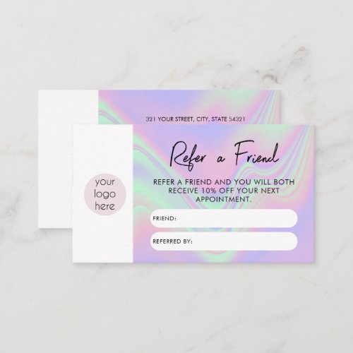 Holographic Business Refer A Friend Referral Card