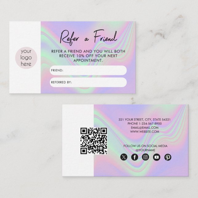 Holographic Business Refer A Friend Referral Card (Front/Back)