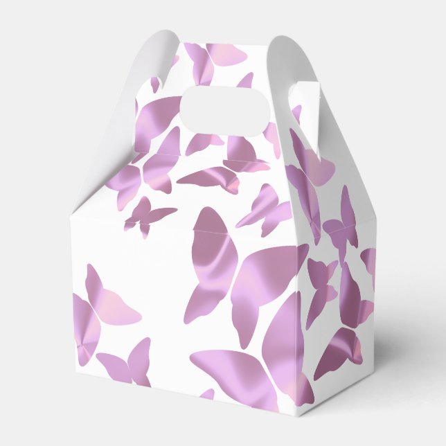 Holographic Butterflies Pink Sweet Sixteen Party   Favor Boxes (Back Side)