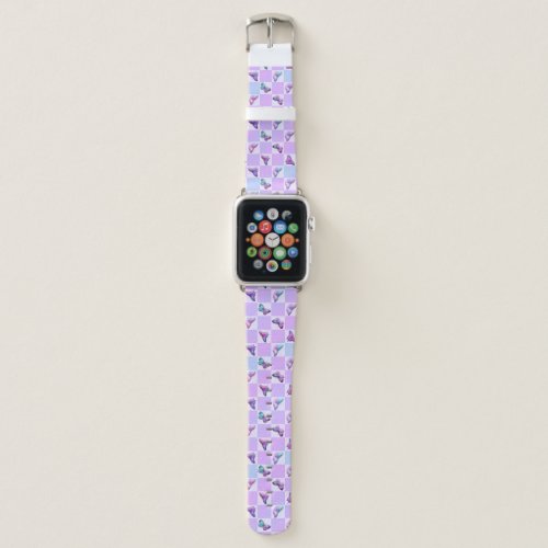 Holographic Butterflies Purple Checkerboard Apple Watch Band