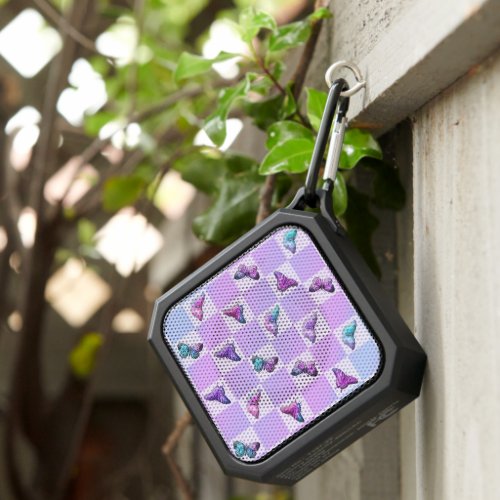 Holographic Butterflies Purple Checkerboard Bluetooth Speaker