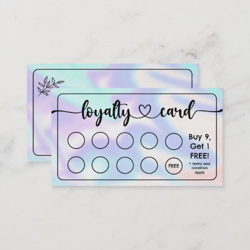 Holographic  Caf Coffee Shop Salon Add Your Logo Loyalty Card