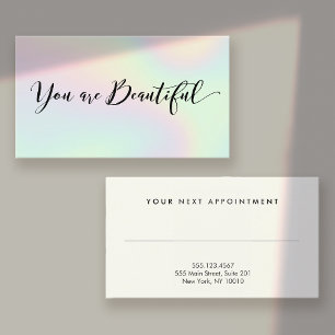 Holographic Calligraphy Hair Salon Appointment  Card