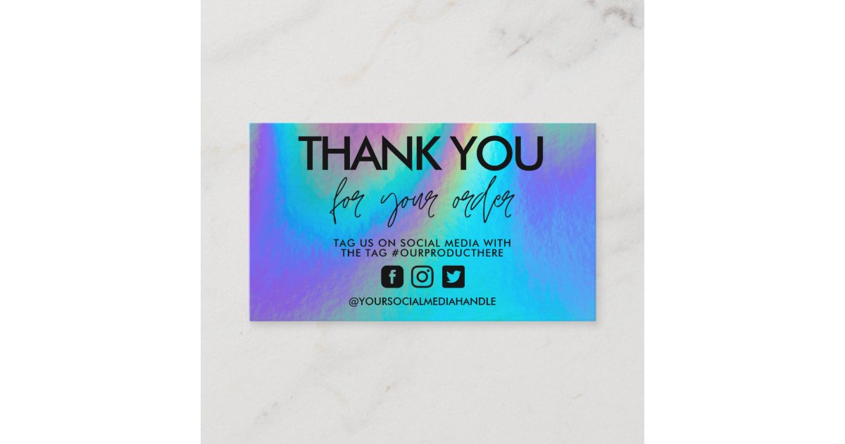 Holographic Calligraphy Thank You Business Card