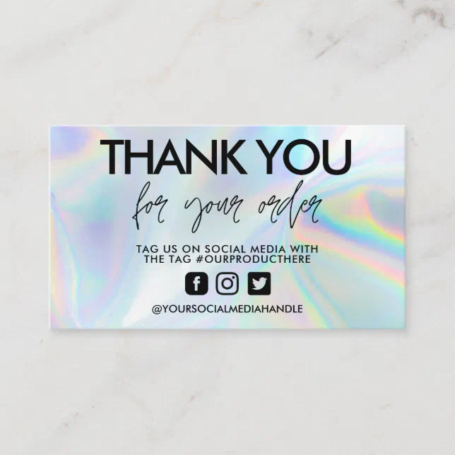 Holographic Calligraphy Thank You Business Card Zazzle