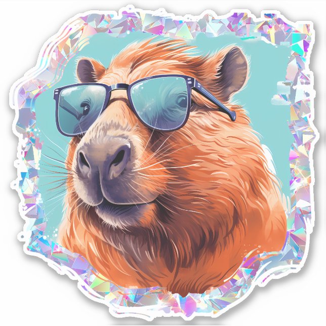 Holographic Capybara  Sticker (Front)
