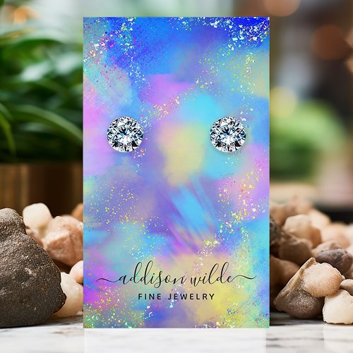 Holographic Chic Opal Iridescent Earring Display Business Card