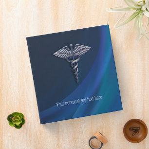 Holographic Chrome Dark 3D Caduceus Medical 3 Ring Binder