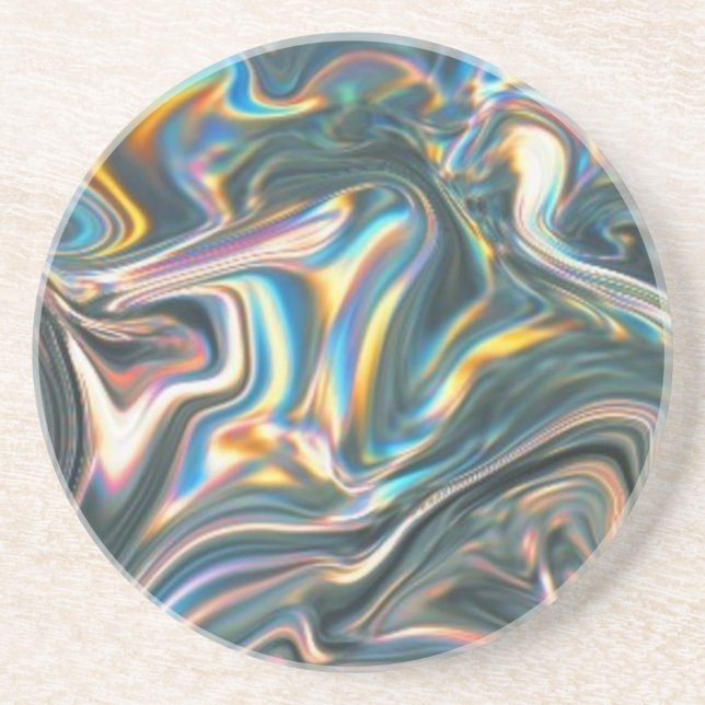 Holographic Chrome Drink Coaster (Front)