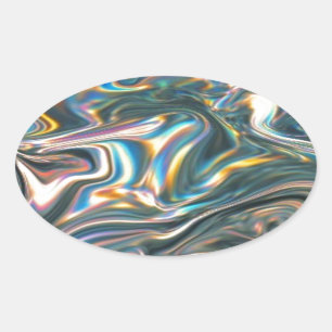 Holographic Chrome Oval Sticker