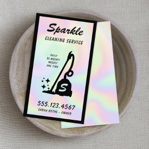 Holographic Cleaning Service Maid Vacuum Cleaner Calling Card