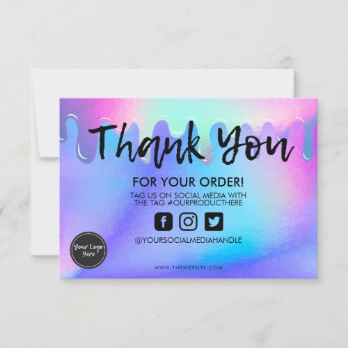 Holographic Color Drip Thank you Media Insert