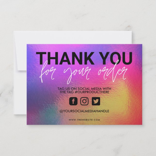 Holographic Color Shift Thank you Media Insert (Front)