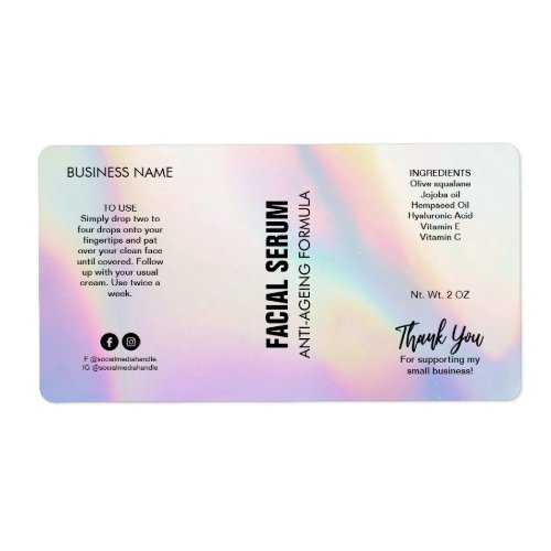 Holographic Colored Dropper Bottle Labels