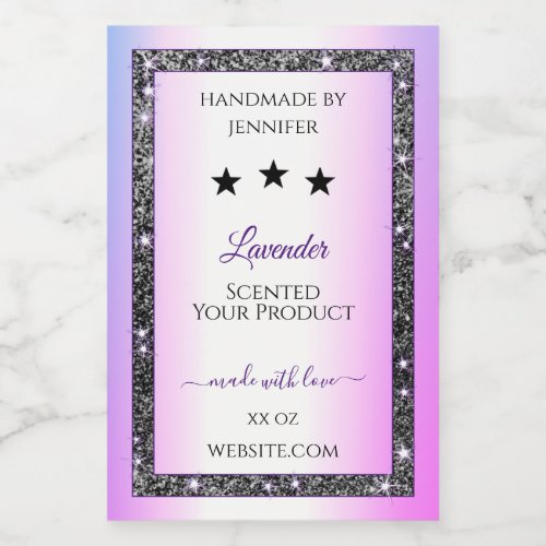 Holographic Colored Silver Glitter Product Labels