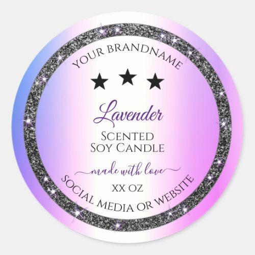 Holographic Colored Silver Glitter Product Labels