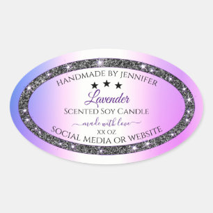 Holographic Colored Silver Glitter Product Labels