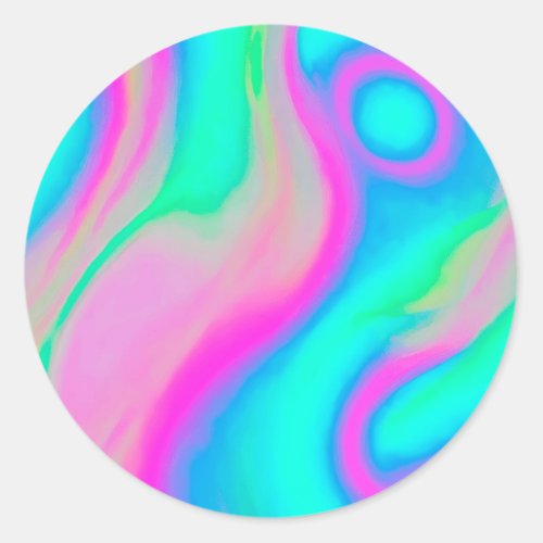 Holographic colorful background classic round sticker