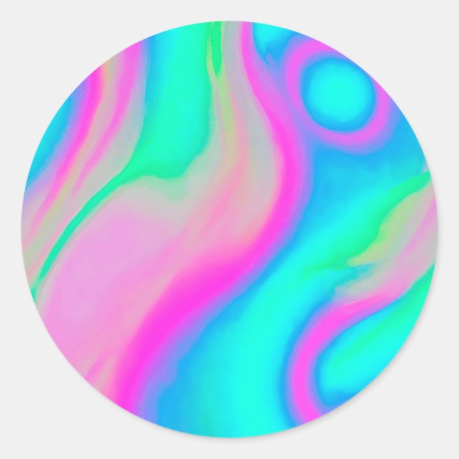 Holographic colorful background classic round sticker (Front)