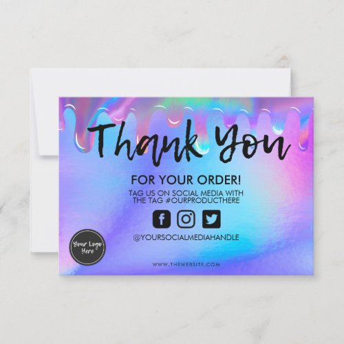 Holographic Colorful Drip Thank you Media Insert