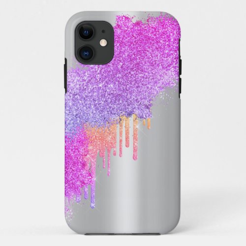 Holographic colorful glitter drips cute stylish iPhone 11 case