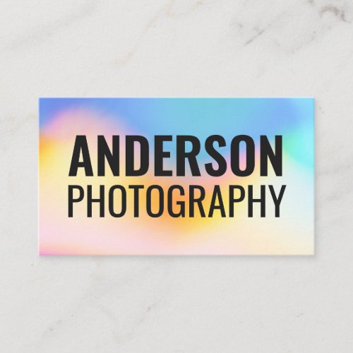 Holographic colorful rainbow pattern bold font business card