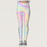 Holographic Colorful Rainbow Personalized Leggings<br><div class="desc">Holographic iridescent pastel rainbow color leggings with personalized name.</div>