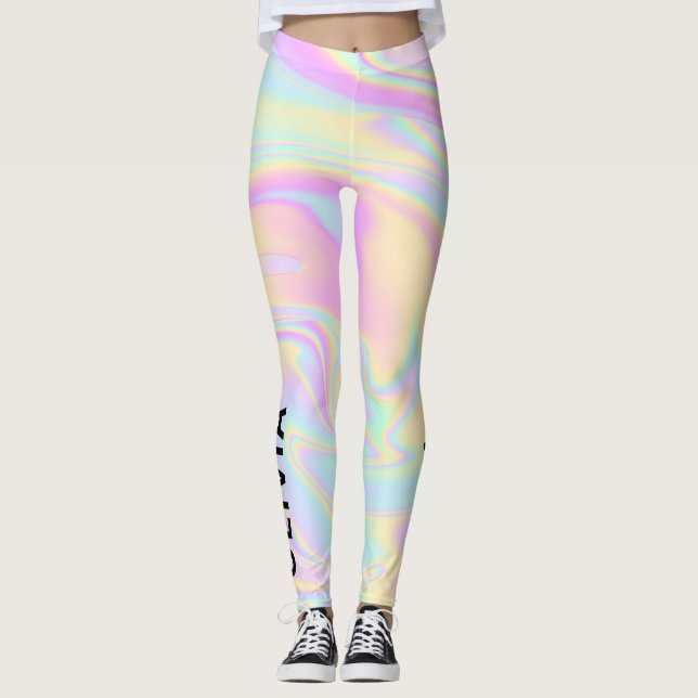 Holographic Colorful Rainbow Personalized Leggings (Front)