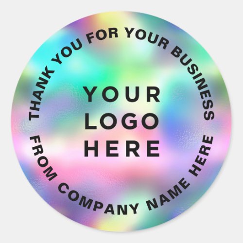 Holographic Colorful Thank You Business Logo Classic Round Sticker