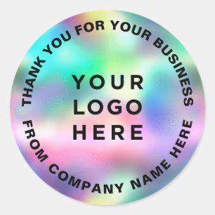 Holographic Colorful Thank You Business Logo Classic Round Sticker