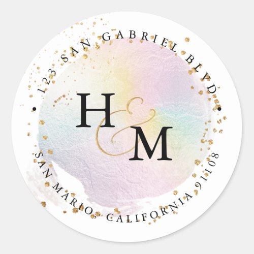 Holographic Colors Gold Script Ampersand Classic Round Sticker