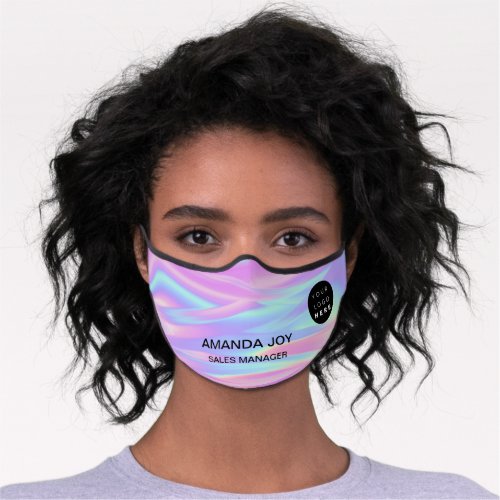 Holographic Colors To Heal Name Logo Pink Premium Face Mask
