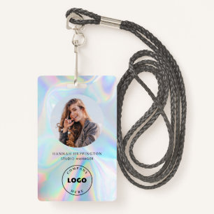 Holographic Company Logo QR Code Employee Photo ID Badge