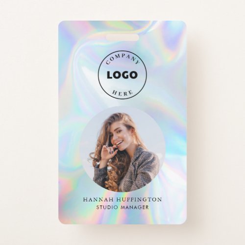 Holographic Company QR Code Logo Employee Photo ID Badge