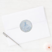 Holographic Confetti Quinceanera Dusty Blue Gown Classic Round Sticker (Envelope)