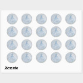 Holographic Confetti Quinceanera Dusty Blue Gown Classic Round Sticker (Sheet)