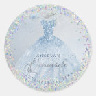 Holographic Confetti Quinceanera Dusty Blue Gown