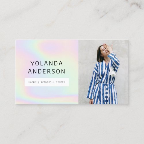 Holographic cool fashion stylist actor model photo business card