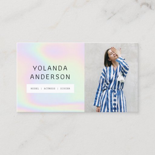 Customizable Holographic cool fashion stylist actor model photo business card