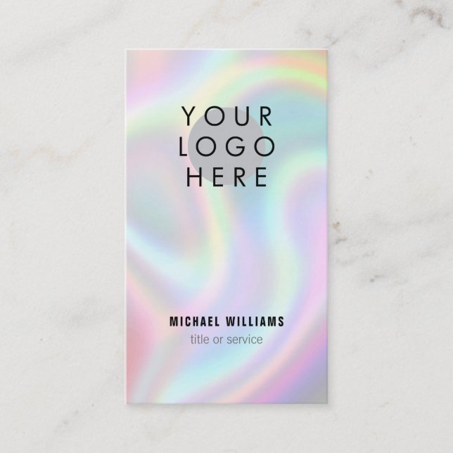 Holographic Cool Minimalistic modern Your Logo Business Card (Front)