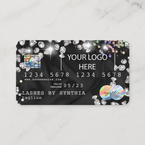 Holographic Credit Card Styled Diamonds add logo