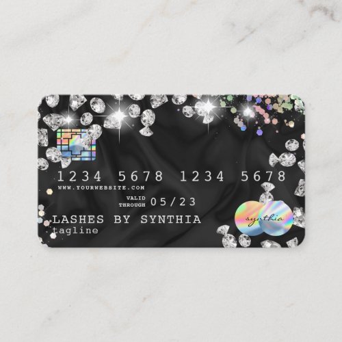 Holographic Credit Card Styled Dripping Diamonds
