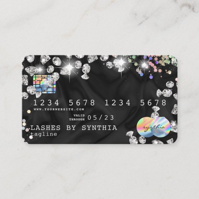 Holographic Credit Card Styled Dripping Diamonds (Front)
