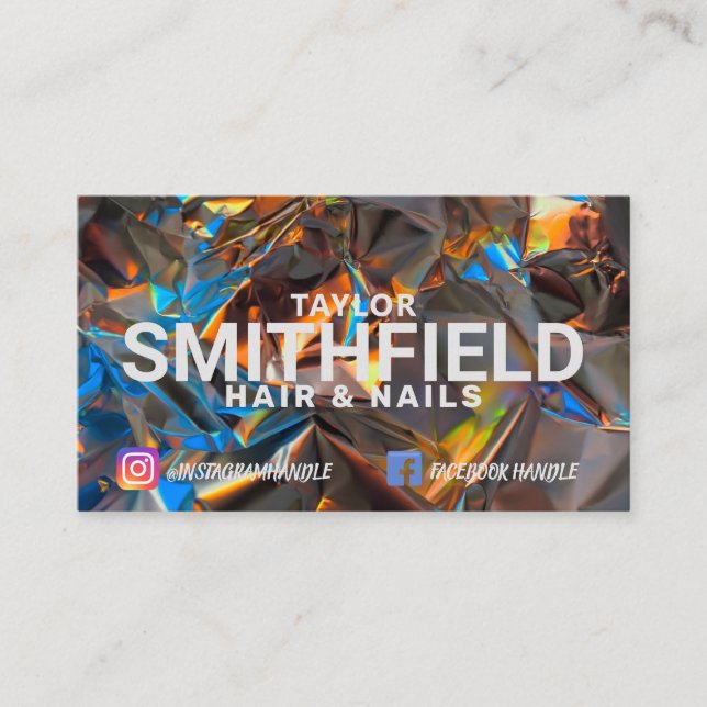 Holographic Crystal Colorful Modern Trendy Business Card (Front)