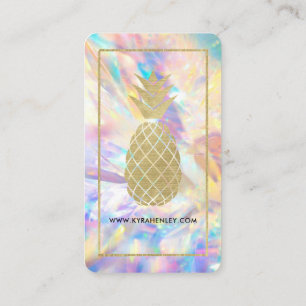 Holographic Crystal Gold Pineapple Simple Modern Business Card